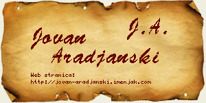 Jovan Arađanski vizit kartica